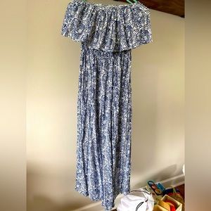 Blue and white maxi dress